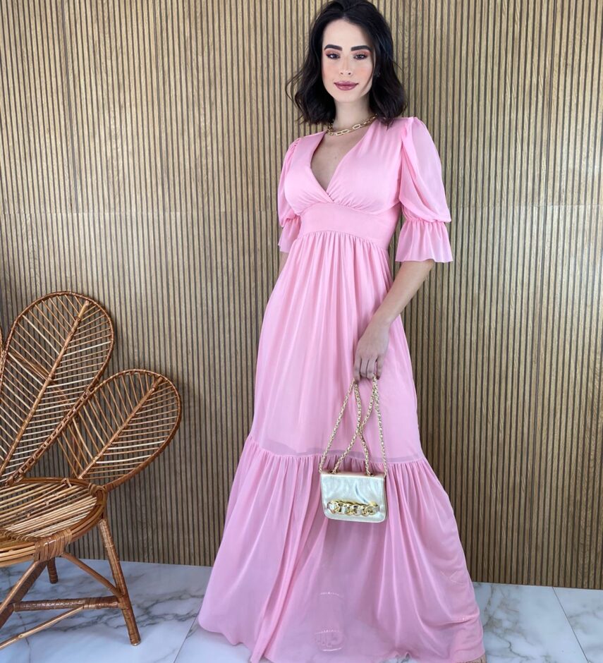 fernandaramosstore com br vestido longo com bojo tule manga 34 rosa 1