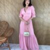 fernandaramosstore com br vestido longo com bojo tule manga 34 rosa 2