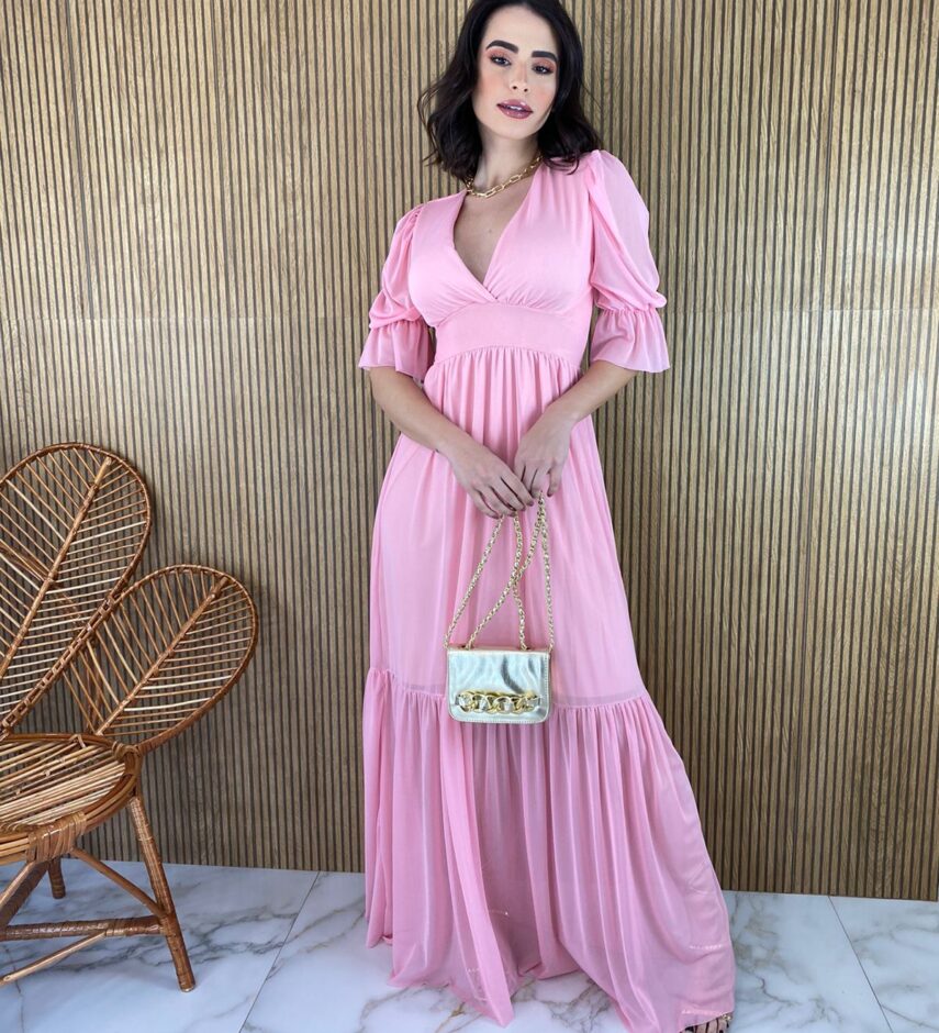 fernandaramosstore com br vestido longo com bojo tule manga 34 rosa 2