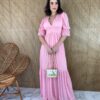 fernandaramosstore com br vestido longo com bojo tule manga 34 rosa 3