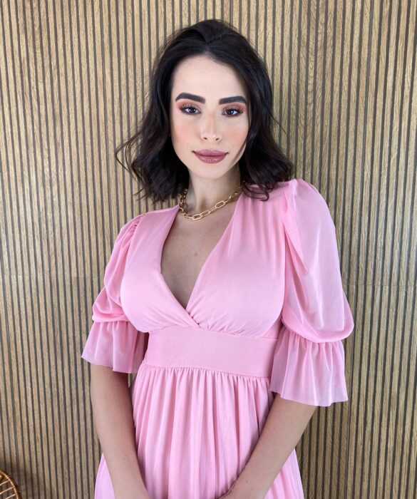 fernandaramosstore com br vestido longo com bojo tule manga 34 rosa 4