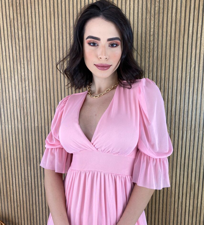 fernandaramosstore com br vestido longo com bojo tule manga 34 rosa 4