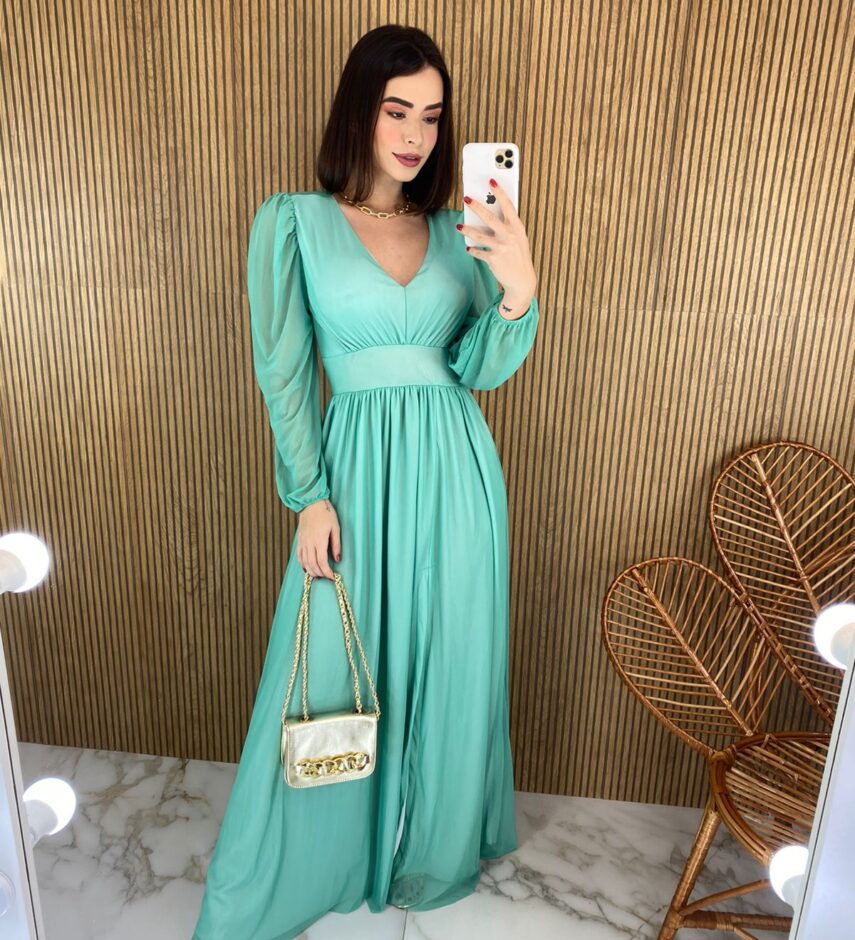 fernandaramosstore com br vestido longo com bojo tule verde agua manga longa com fenda 1