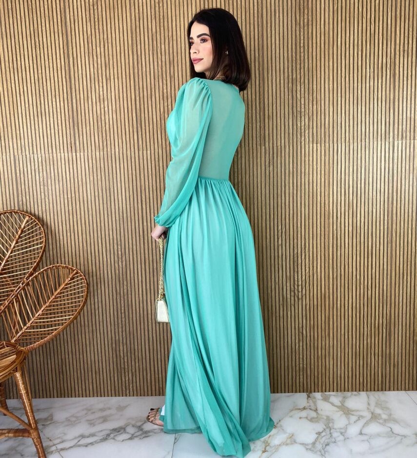 fernandaramosstore com br vestido longo com bojo tule verde agua manga longa com fenda 5