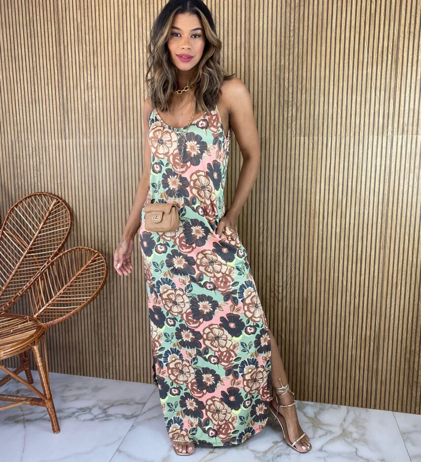 fernandaramosstore com br vestido longo de malha alca fina com bolso estampado verde 1