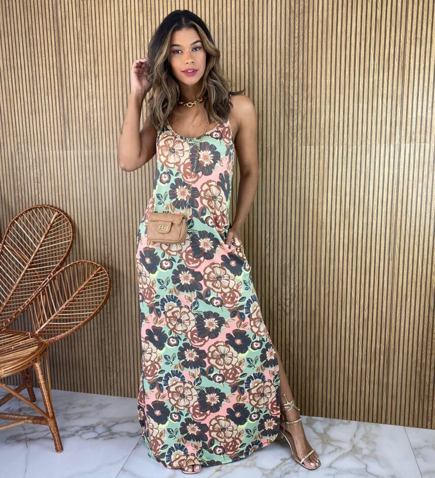 fernandaramosstore com br vestido longo de malha alca fina com bolso estampado verde