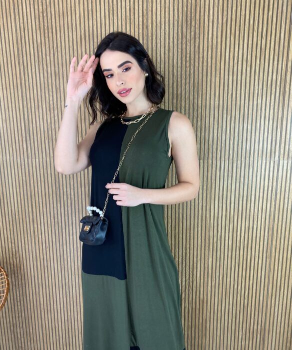 fernandaramosstore com br vestido longo de malha alca grossa verde militar e preto 3