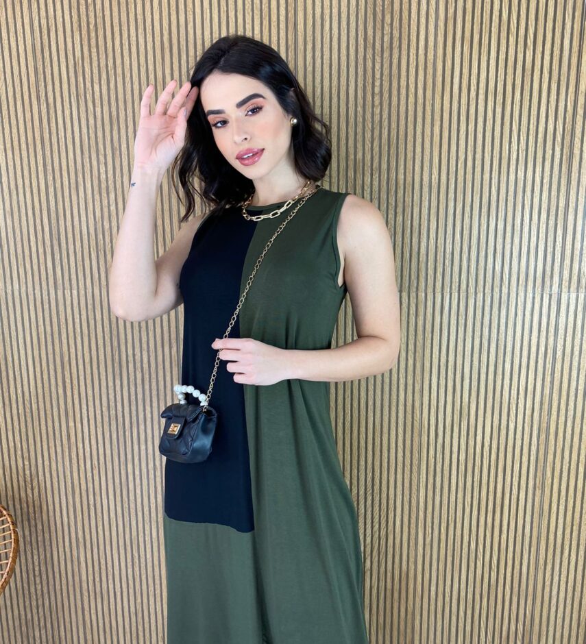 fernandaramosstore com br vestido longo de malha alca grossa verde militar e preto 3