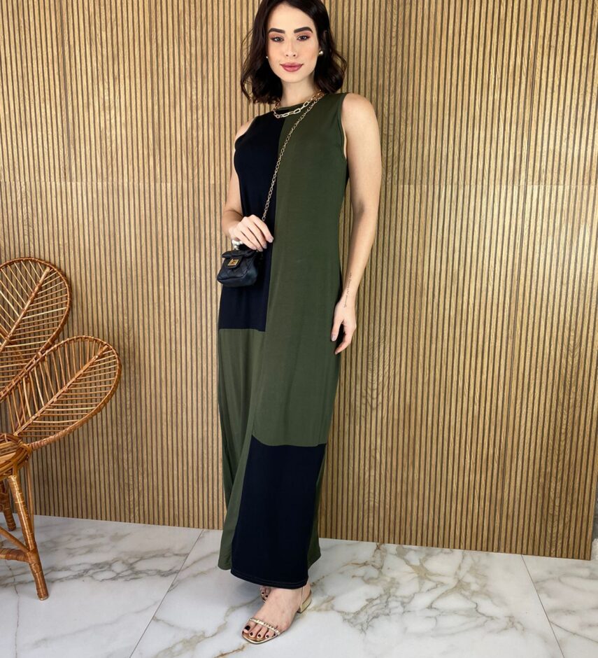 fernandaramosstore com br vestido longo de malha alca grossa verde militar e preto