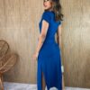 fernandaramosstore com br vestido longo de malha manga curta com amarracao azul petroleo 3