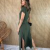 fernandaramosstore com br vestido longo de malha manga curta com amarracao verde militar 1