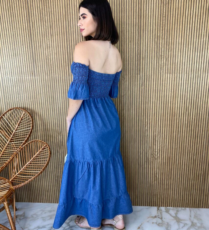 fernandaramosstore com br vestido longo jeans com lastex ombro a ombro 2