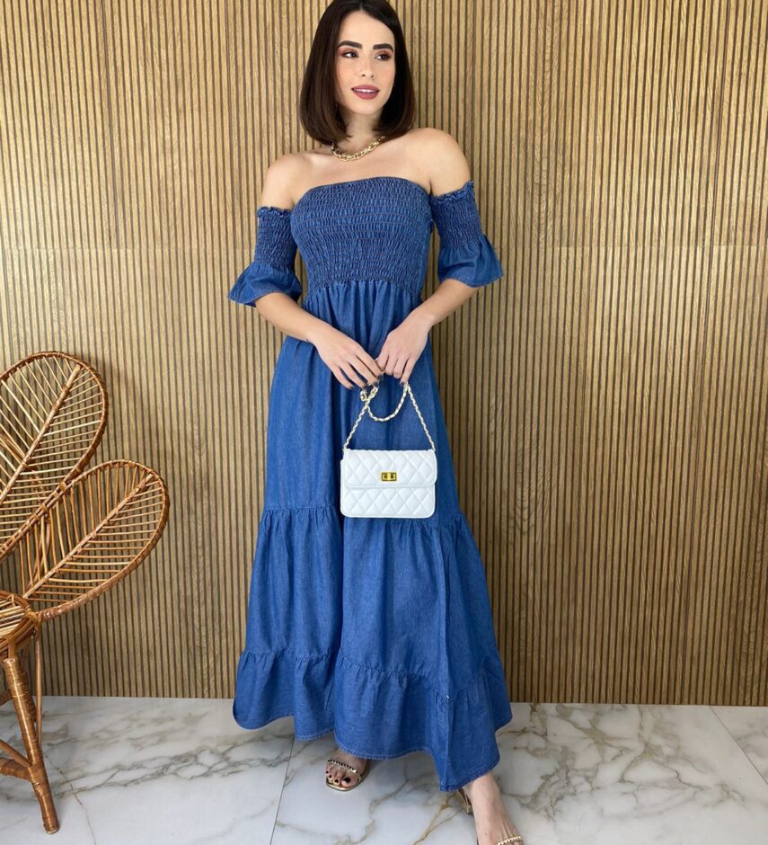 fernandaramosstore com br vestido longo jeans com lastex ombro a ombro 3