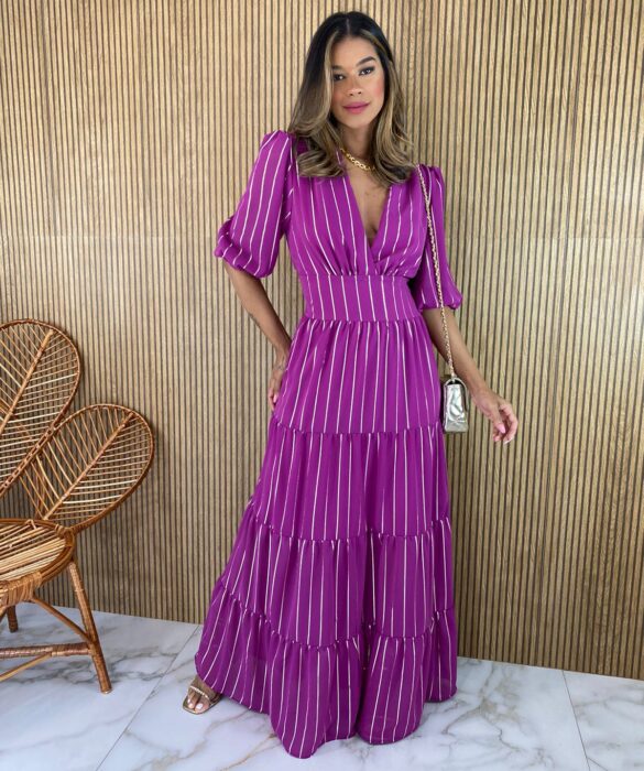 fernandaramosstore com br vestido longo manga 34 sem bojo lastex atras fucsia 3