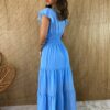 fernandaramosstore com br vestido longo manga curta sem bojo azul botoes falso