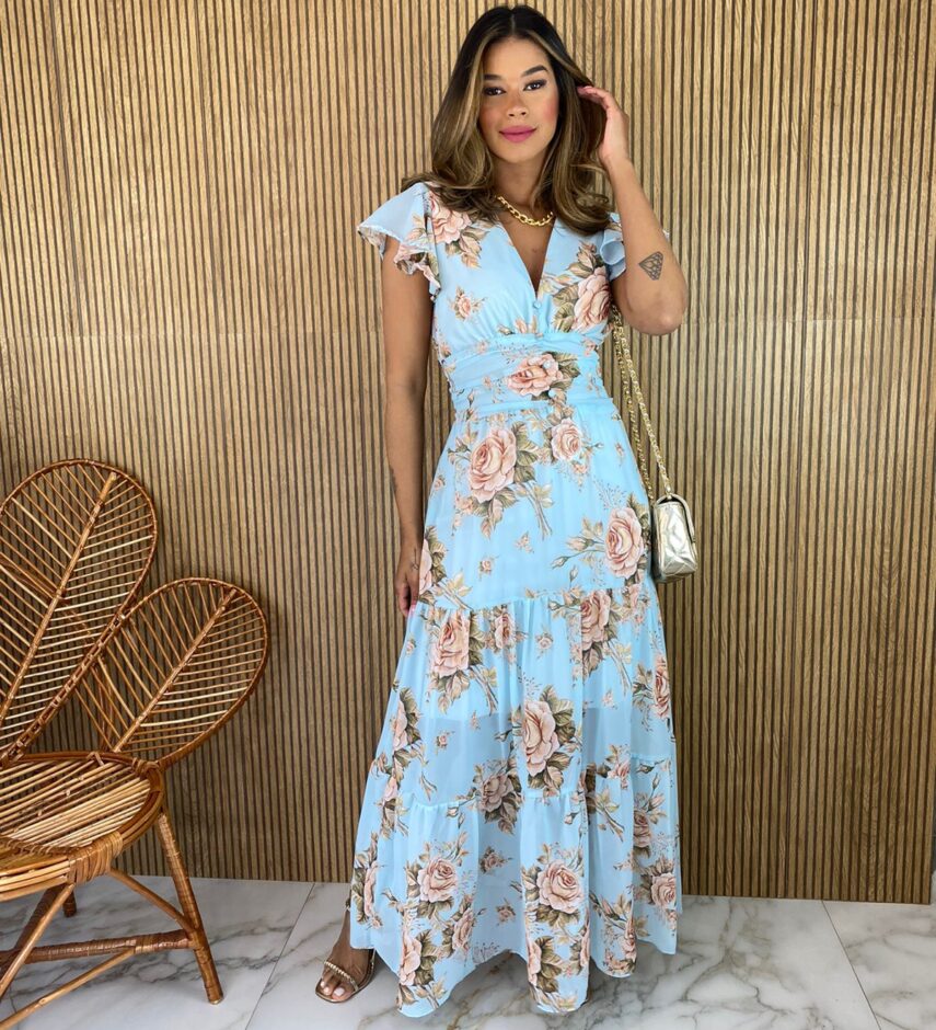 fernandaramosstore com br vestido longo manga curta sem bojo crepe estampa flores azul
