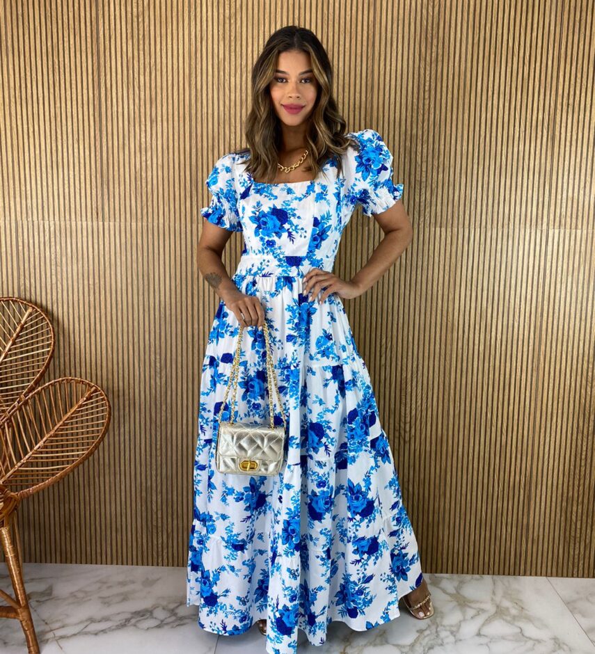 fernandaramosstore com br vestido longo sem bojo floral azul bic manga bufante 3