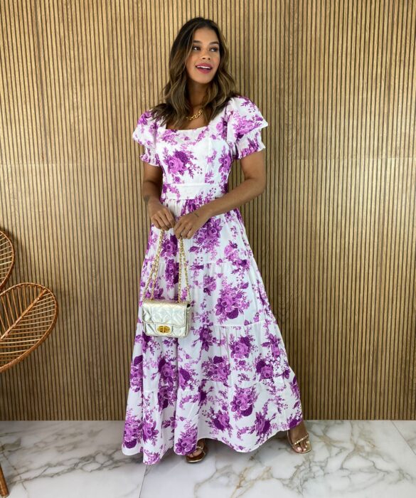 fernandaramosstore com br vestido longo sem bojo off white floral fucsia manga bufante 2