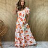 fernandaramosstore com br vestido longo sem bojo off white floral laranja manga bufante