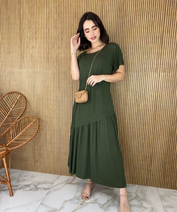 fernandaramosstore com br vestido midi de malha manga curta gola redonda verde militar 1