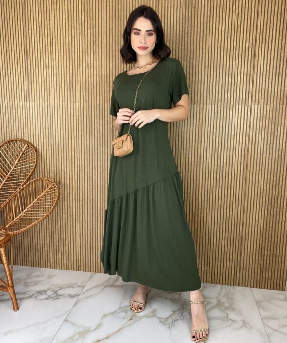 fernandaramosstore com br vestido midi de malha manga curta gola redonda verde militar