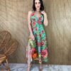 fernandaramosstore com br vestido midi sem bojo com fenda estampado verde