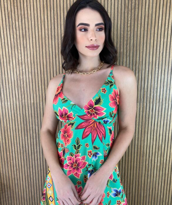 fernandaramosstore com br vestido midi sem bojo com fenda estampado verde 3