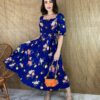 fernandaramosstore com br vestido midi sem bojo com lastex e amarracao estampa azul