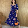 fernandaramosstore com br vestido midi sem bojo com lastex e amarracao estampa azul 2