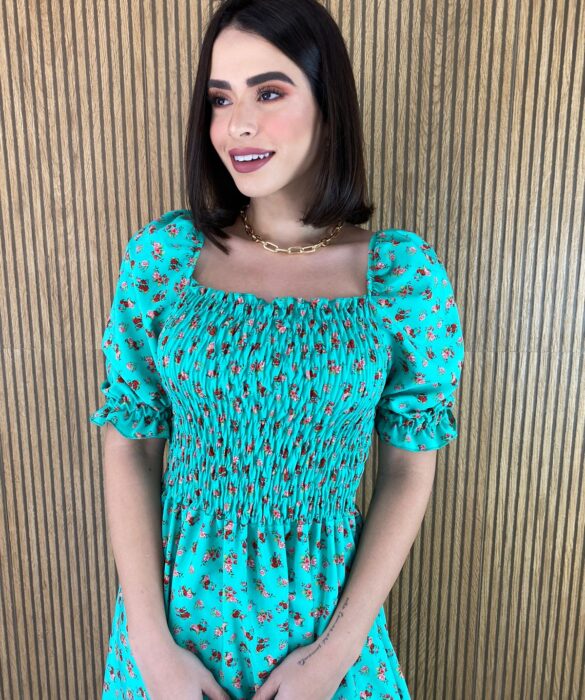 fernandaramosstore com br vestido midi sem bojo com lastex estampado flores verde 2