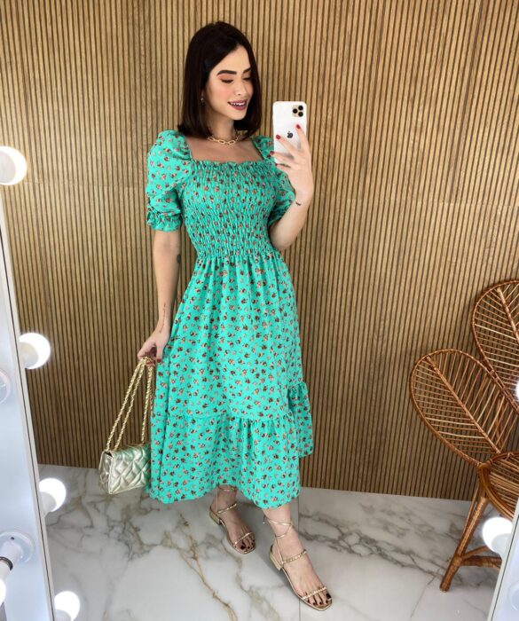 fernandaramosstore com br vestido midi sem bojo com lastex estampado flores verde