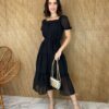 fernandaramosstore com br vestido midi sem bojo manga curta com amarracao solta preto 1