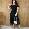 fernandaramosstore com br vestido midi sem bojo manga curta com amarracao solta preto 2