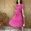 fernandaramosstore com br vestido midi sem bojo manga curta com amarracao solta rose