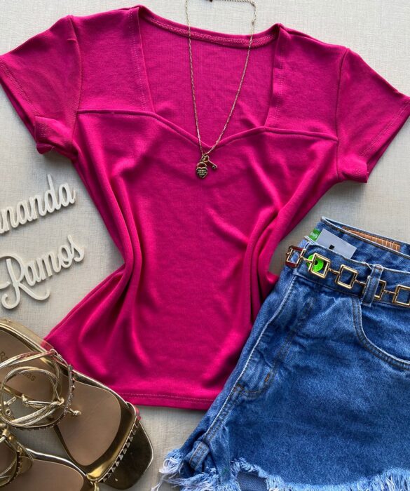 fernandaramosstore com br blusa feminina manga curta canelada pink 1