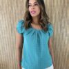 fernandaramosstore com br blusa feminina manga curta com pregas poa verde 4