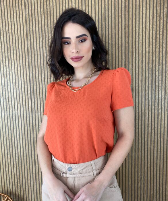 fernandaramosstore com br blusa feminina manga princesa detalhe em relevo laranja