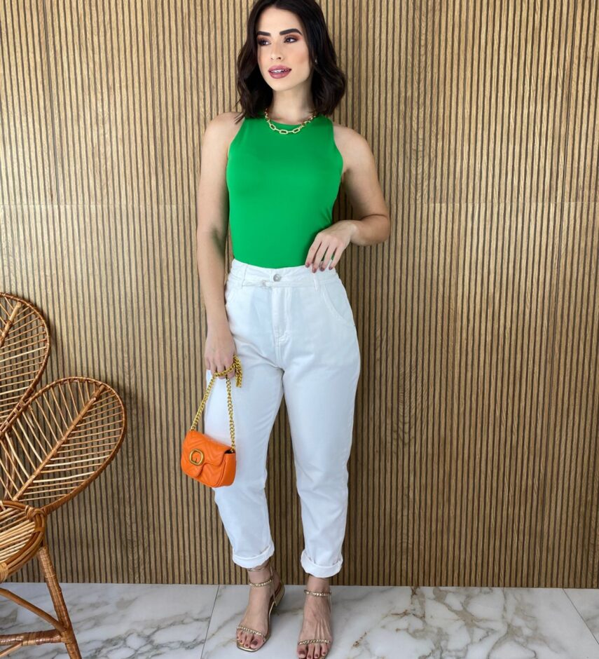 Body Feminino sem Bojo com Fecho Verde Bandeira - Fernanda Ramos Store
