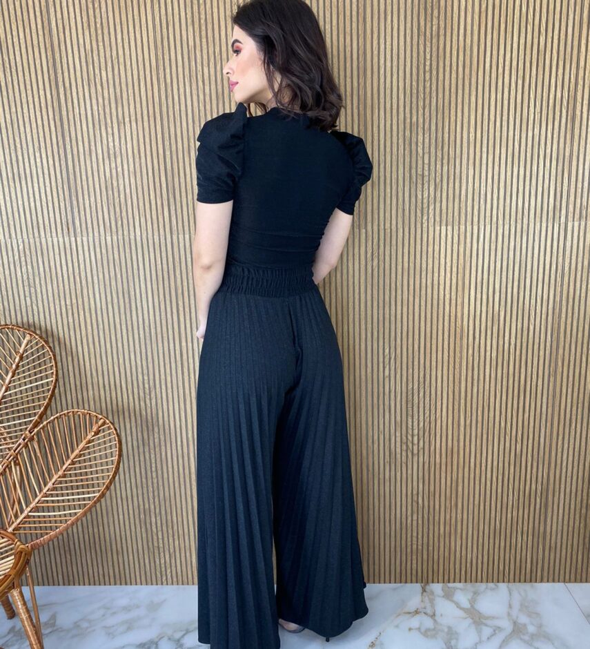 Calça Feminina Pantalona Lurex com Lastex na Cintura - Fernanda Ramos Store