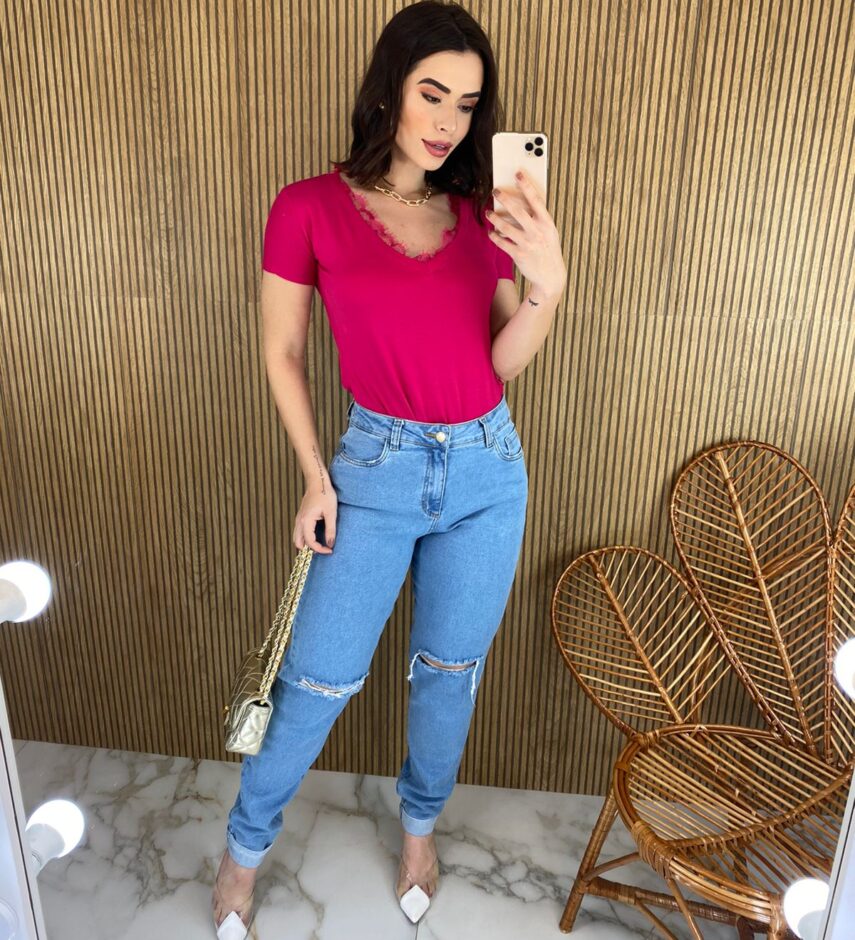 Calça Jeans Feminina Mom com Elastano - Fernanda Ramos Store