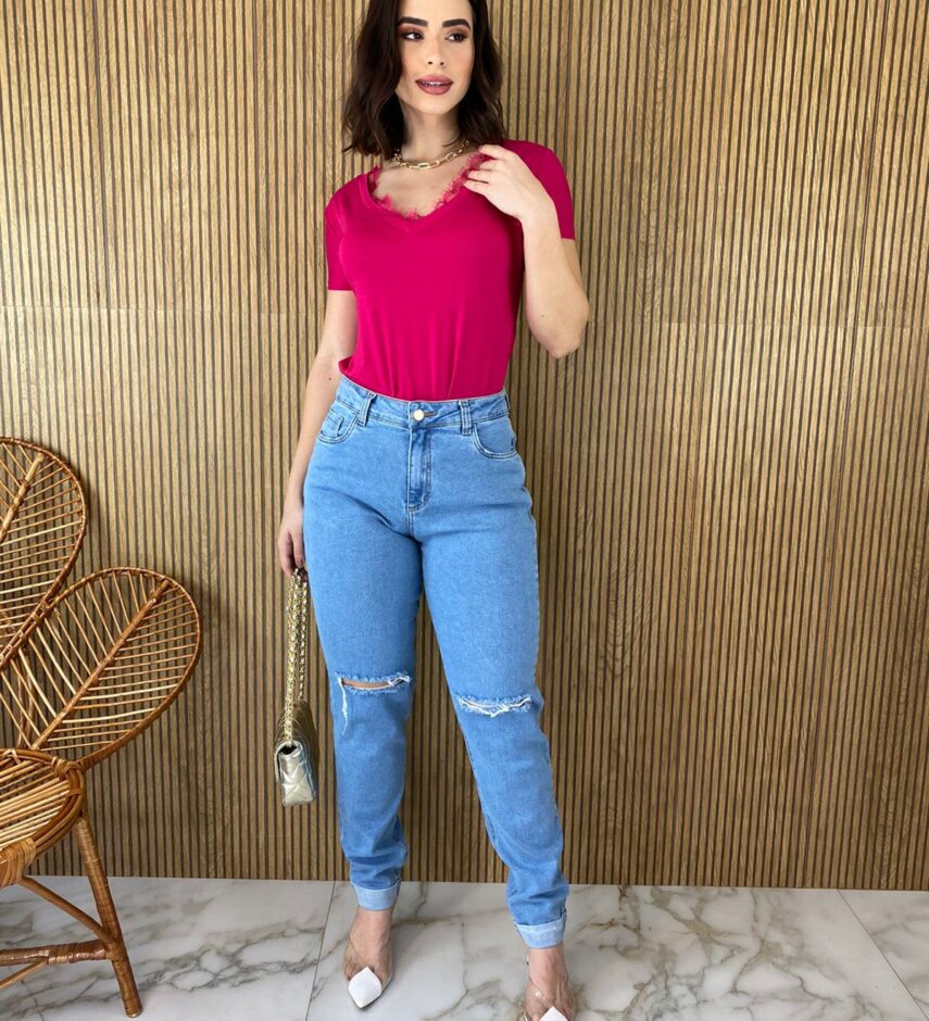 Calça Jeans Feminina Mom com Elastano - Fernanda Ramos Store