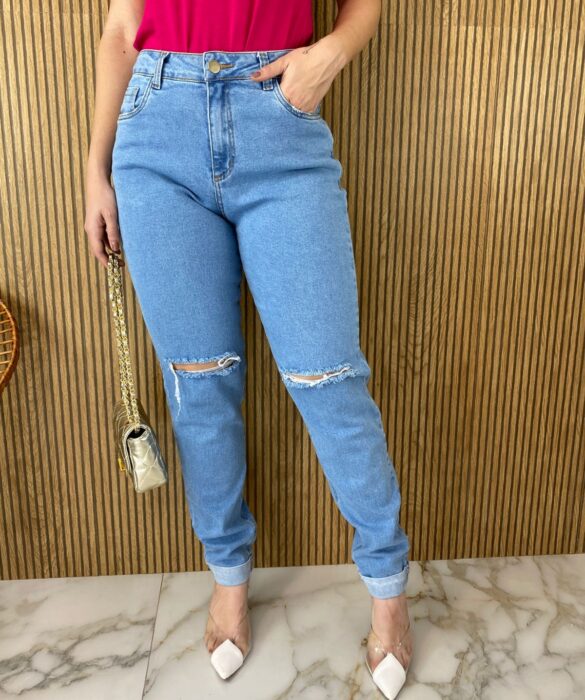 Calça Jeans Feminina Mom com Elastano - Fernanda Ramos Store