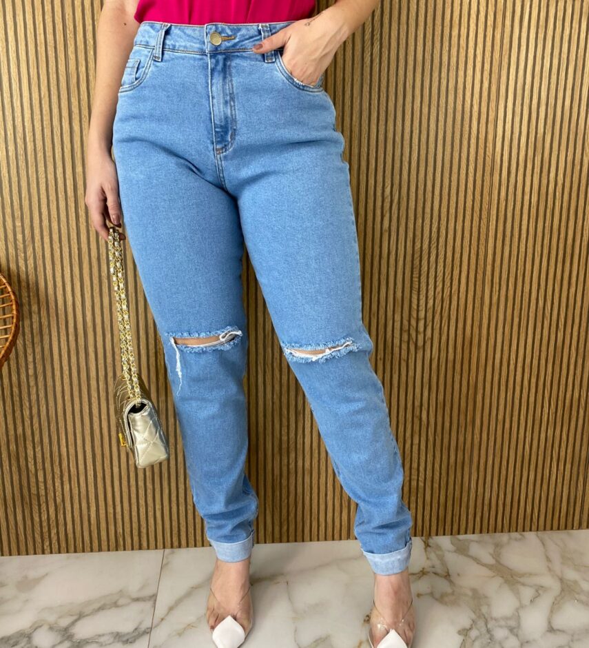 Calça Jeans Feminina Mom com Elastano - Fernanda Ramos Store