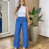 Calça Jeans Feminina Pantalona com Elástico - Fernanda Ramos Store