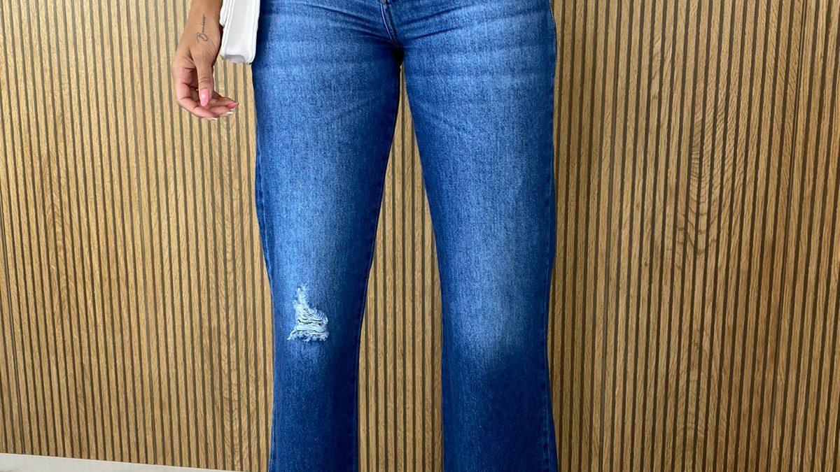 Calça Jeans Feminina Wide Leg Pantalona Cintura Alta - Fernanda