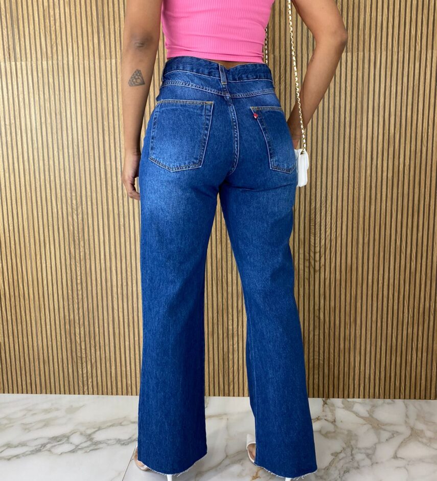 Calça Jeans Feminina Wide Leg Pantalona Cintura Alta - Fernanda Ramos Store