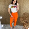 Calça Skinny Feminina com Botões e Bolsos Coral - Fernanda Ramos Store