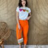 Calça Skinny Feminina com Botões e Bolsos Coral - Fernanda Ramos Store