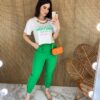 Calça Skinny Feminina com Botões e Bolsos Verde Bandeira - Fernanda Ramos Store