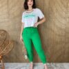 Calça Skinny Feminina com Botões e Bolsos Verde Bandeira - Fernanda Ramos Store